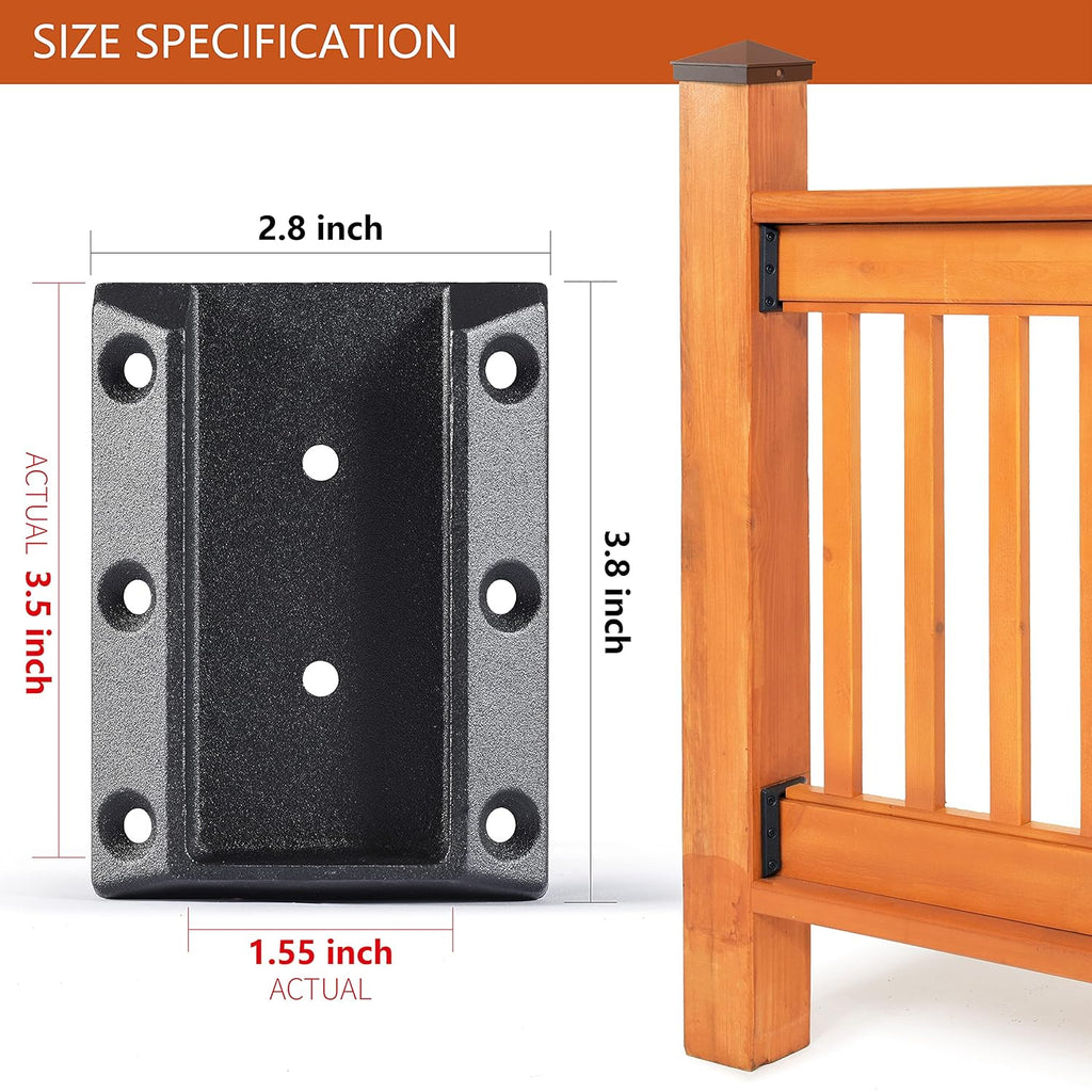 304 Stainless Steel Deck Railing Brackets for 2'' x4'' Wood Post (8pcs) F963