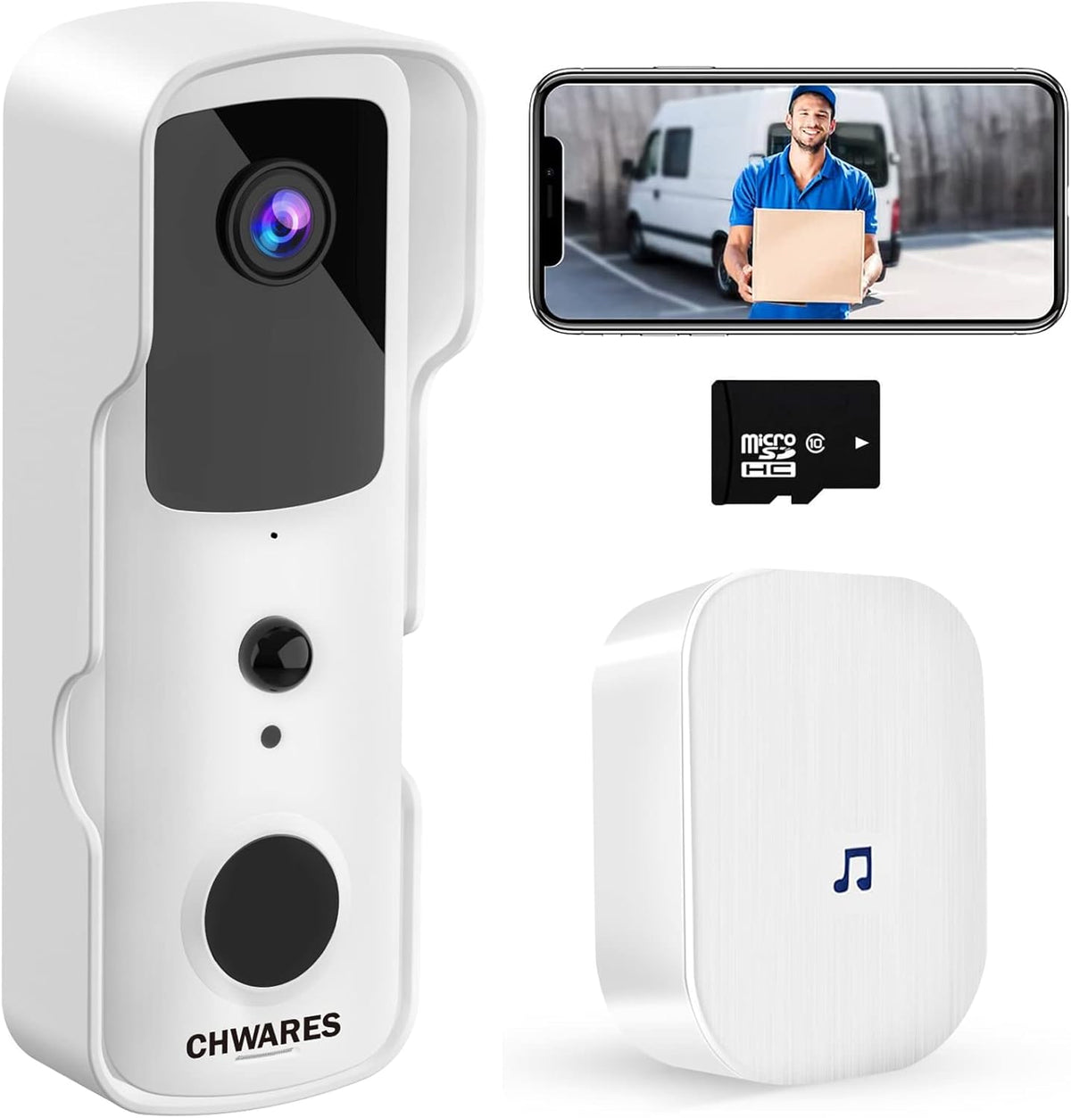 White 1080P HD Video Doorbell Camera with Chime B983178