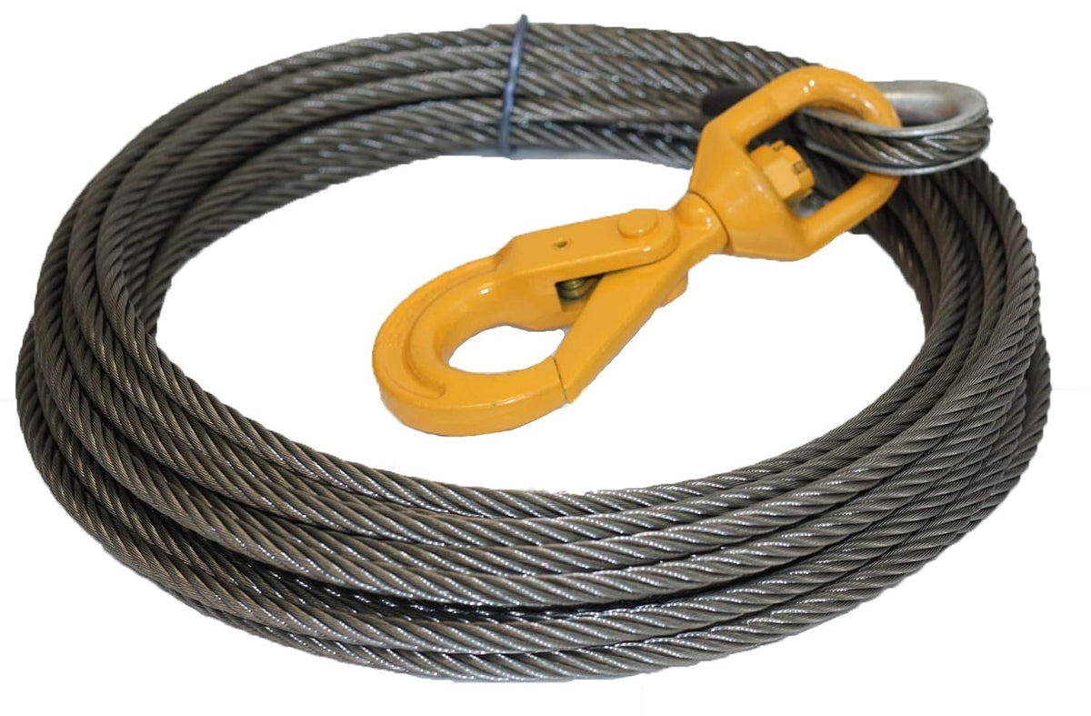 3/8x150 Steel Core Winch Cable with Swivel Hook N58222