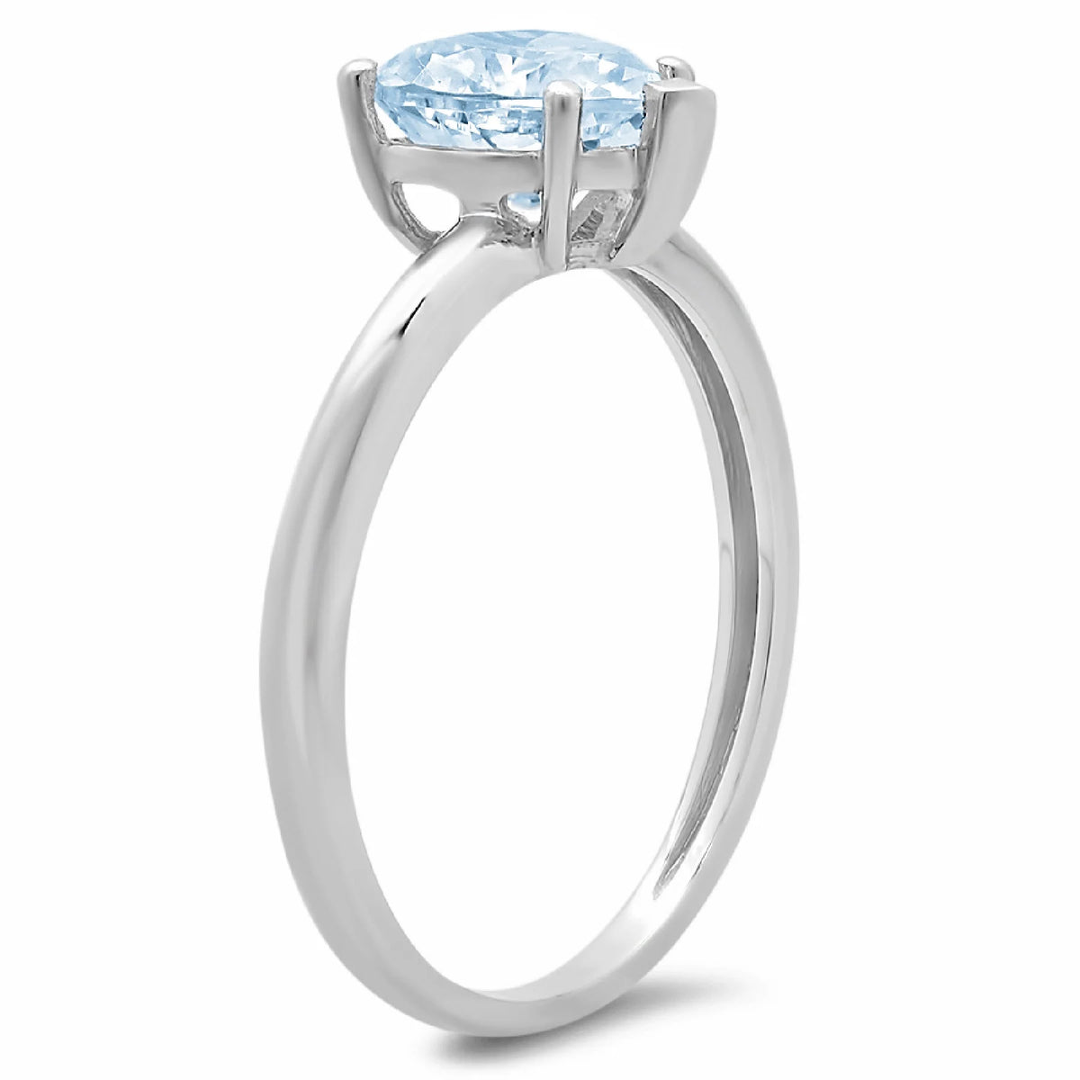 Heart Cut Blue Simulated Diamond 18k White Gold Ring G585891