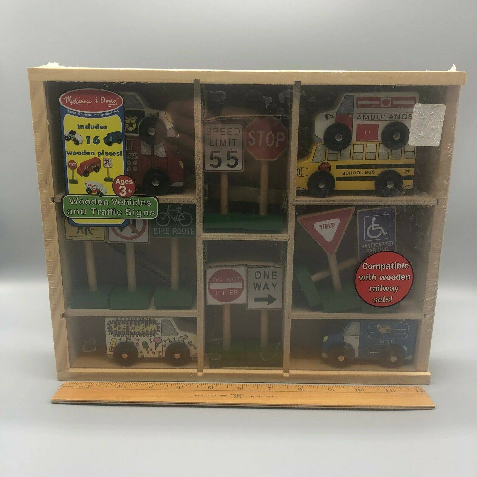 16 Pc Wooden Vehicles and Traffic Signs Z68542