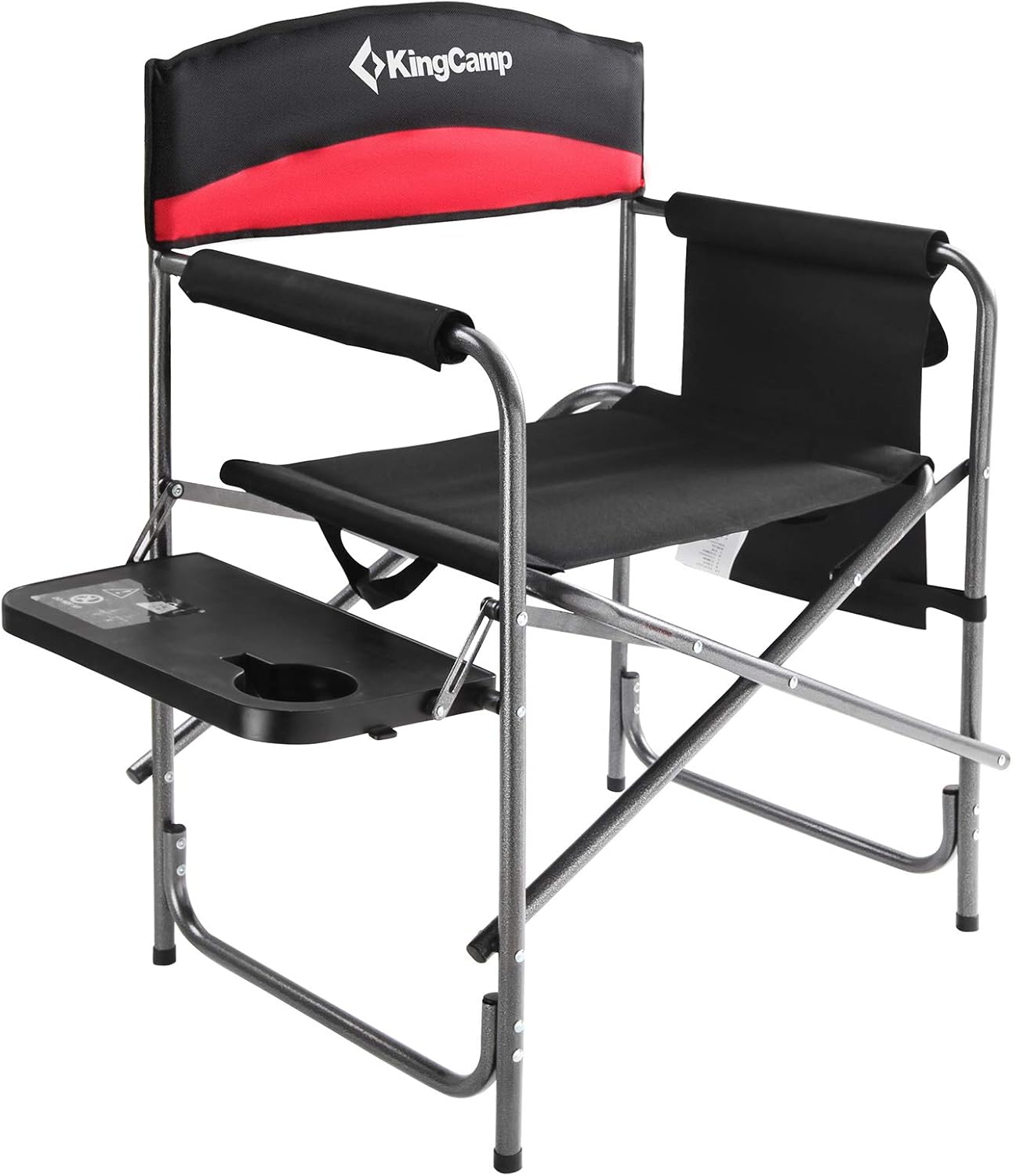 Heavy Duty Folding Camping Directors Chair with Side Table Storage Pockets H68668