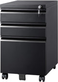 White 3 Drawer Mobile File Cabinet with Lock Z53334