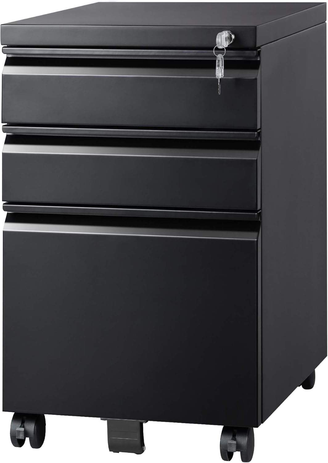 White 3 Drawer Mobile File Cabinet with Lock Z53334