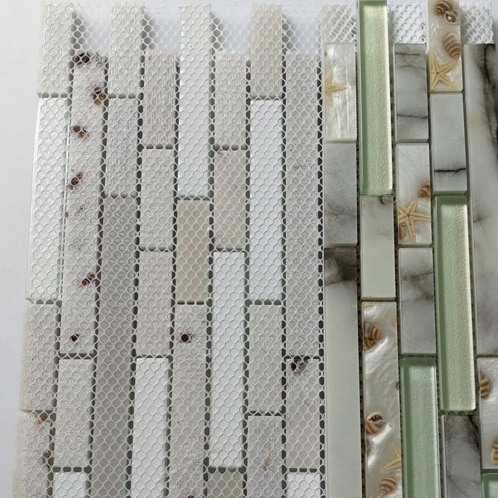 White Seashell Mosaic Tile J649