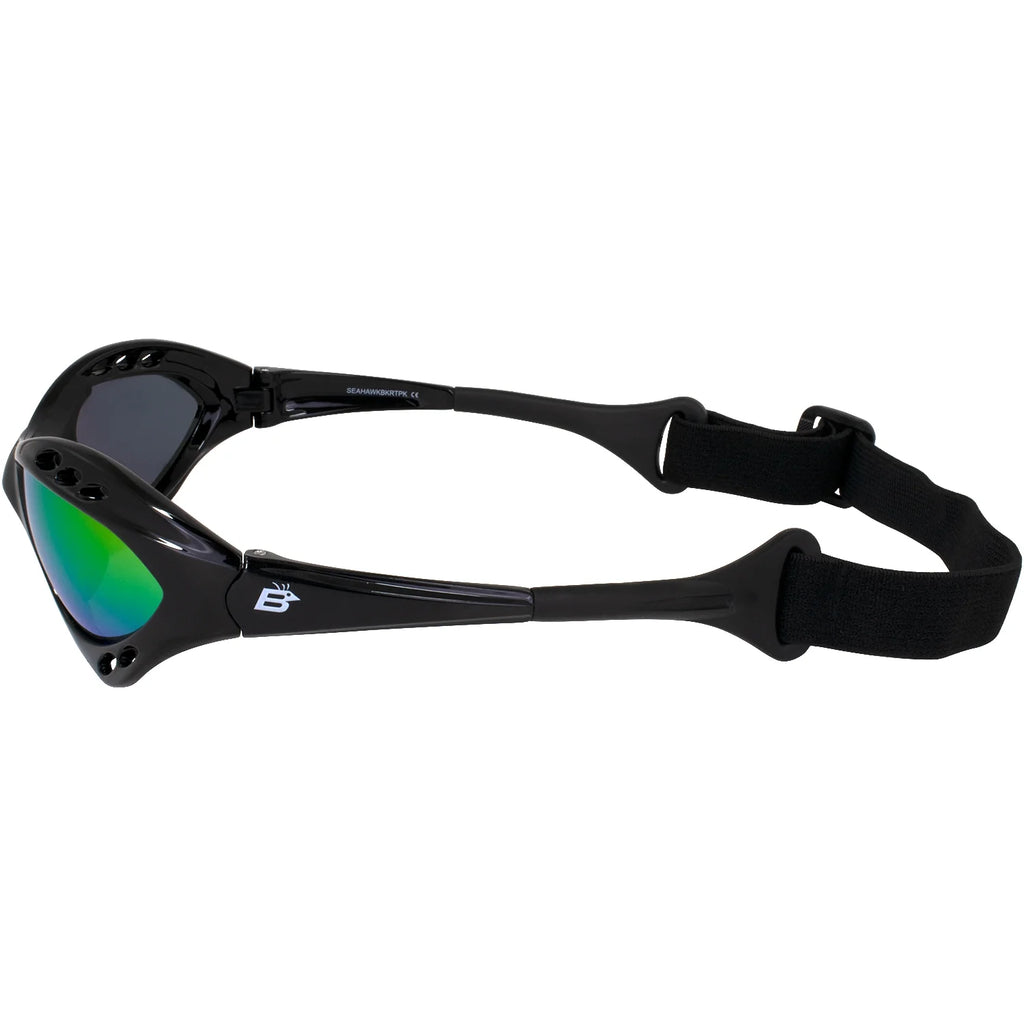 2 Pairs Padded Polarized Sunglasses w/Strap Silver w/Smoke Lens Black w/Pink Mirror Lens H47947