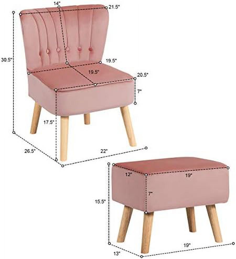 Pin Velvet Accent Chair with Ottoman C994804
