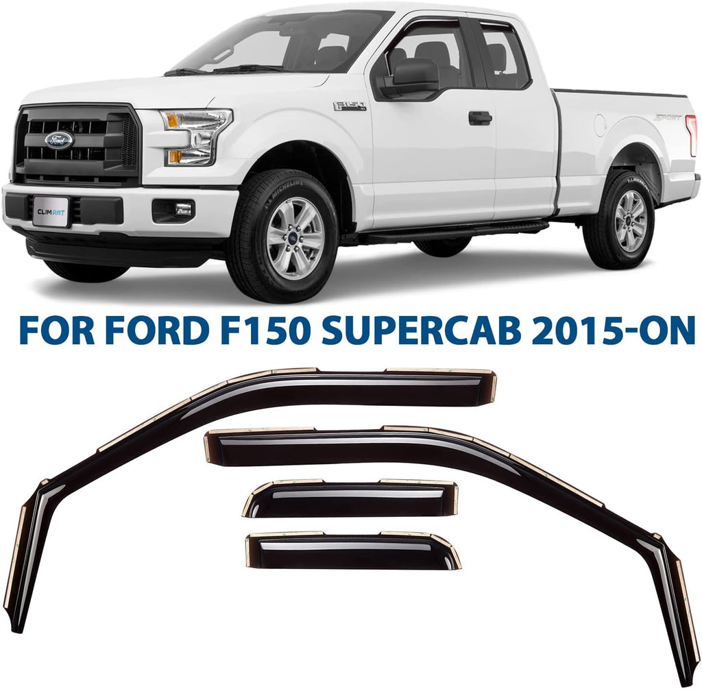 Dark Smoke In-Channel Window Deflectors for Ford F150 Regular Cab, Pack of 2 C627022