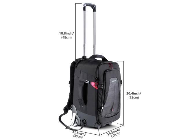 2-in-1 Rolling Camera Backpack Trolley Case F61396