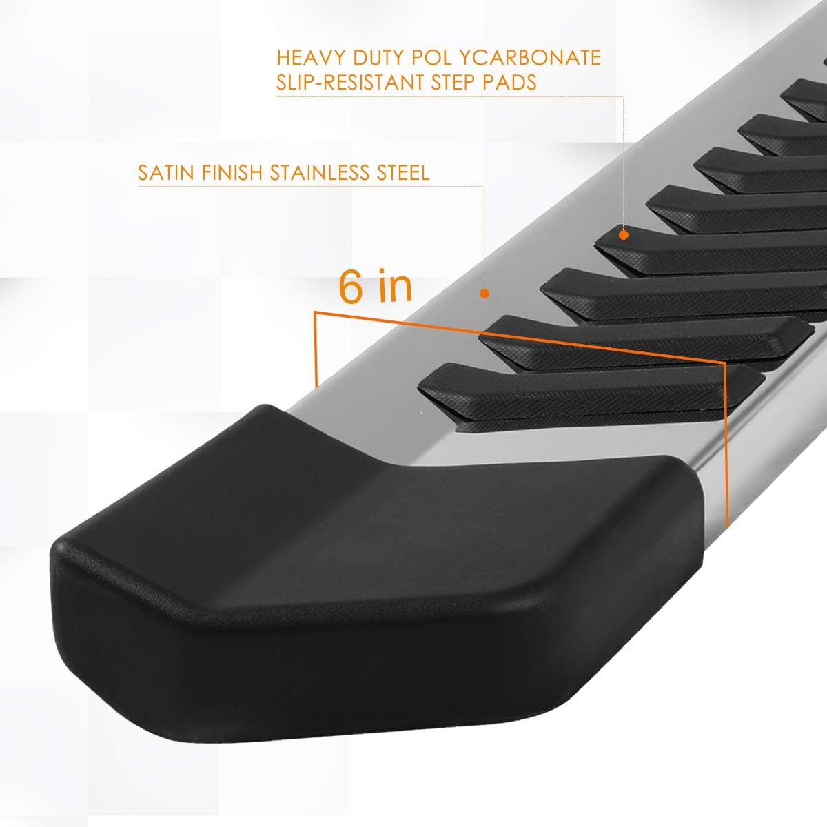 6 Inch Stainless Chrome Running Boards Side Step Bars C456