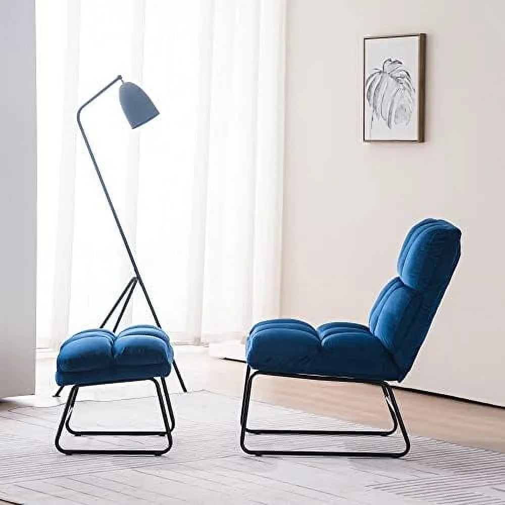 Yellow Velvet Accent Chair with Ottoman Y797653