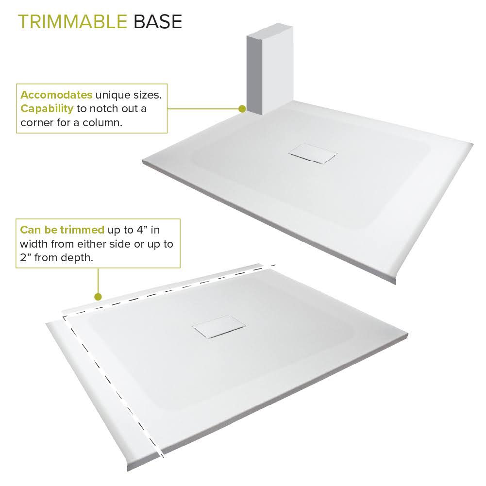 White 63-in Shower Base with Center Drain C932