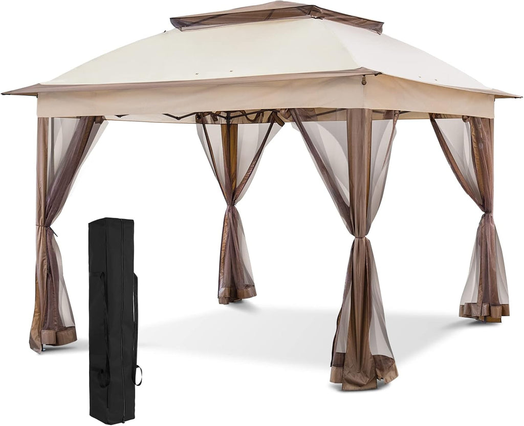White 13' x 13' Pop-Up Gazebo Tent with Mosquito Netting V972