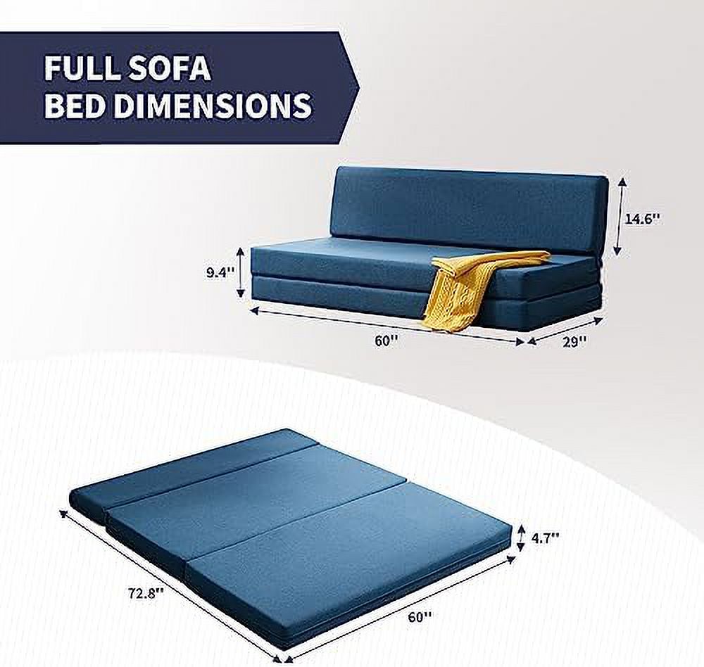 Twin Folding Sofa Couch Bed with Memory Foam Mattress Linen Fabric T8101
