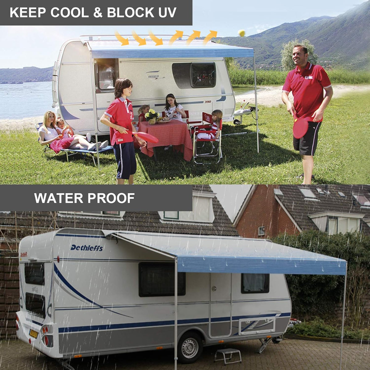 Waterproof Vinyl RV Awning Fabric Shade Screen - 18' Z19005