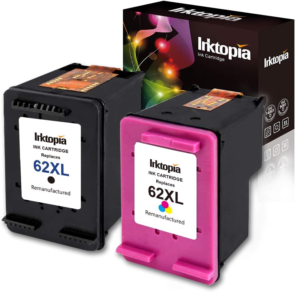 Remanufactured Ink Cartridge Pack of 2 for HP 62XL Printer Y707240