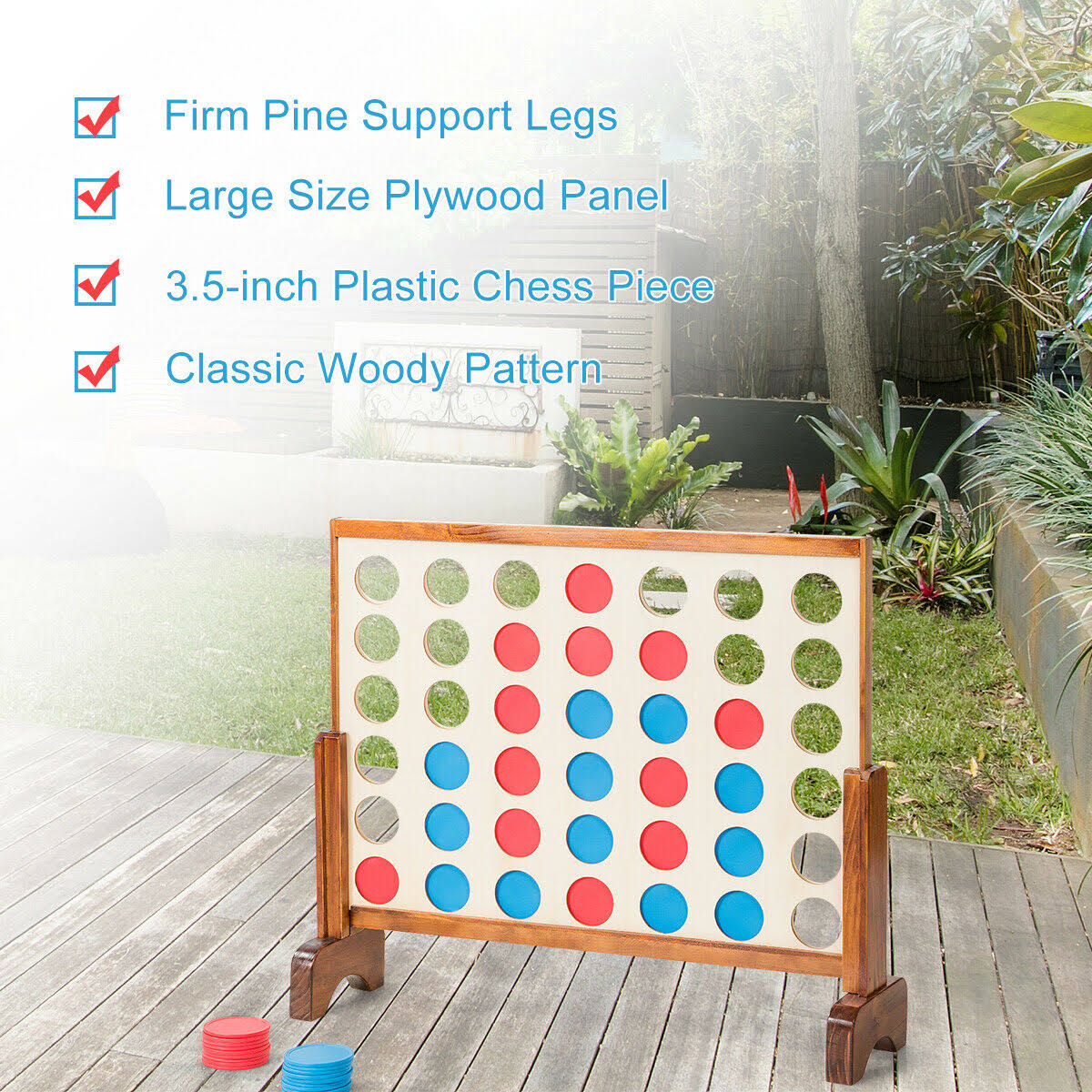 Natural Wooden 4 in A Row Game with Carrying Bag N519