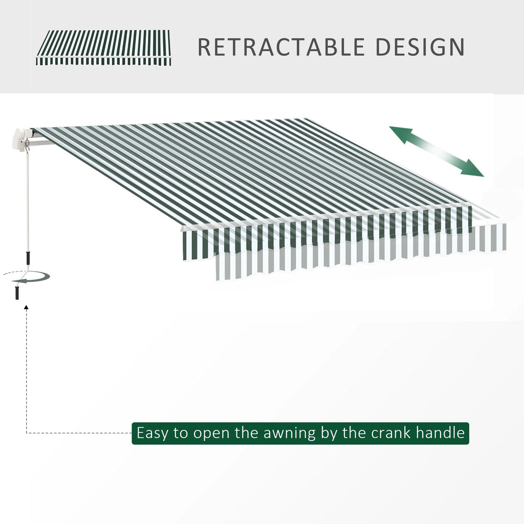 Green White Retractable Patio Awning T883