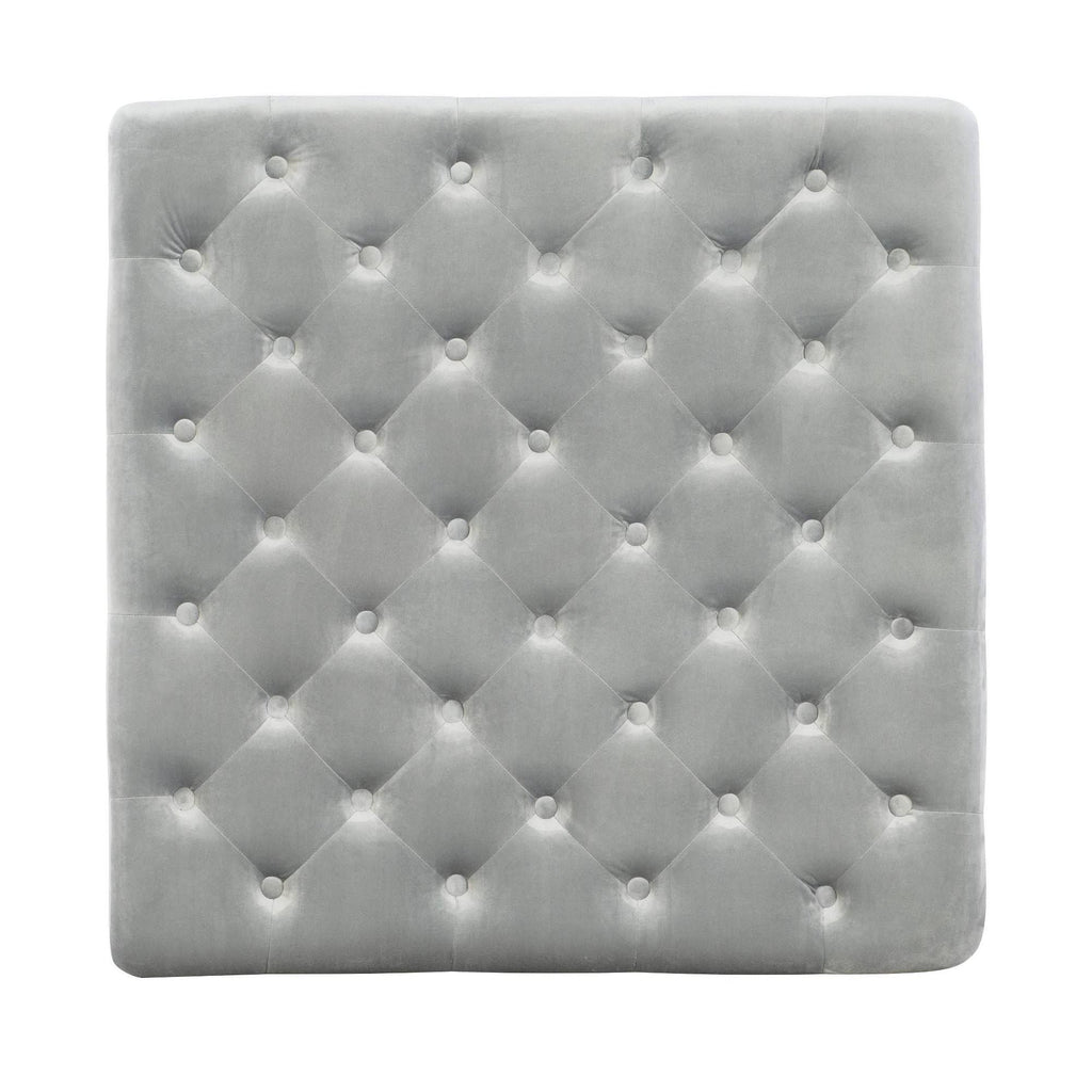 Gray Velvet Square Tufted Ottoman V5446