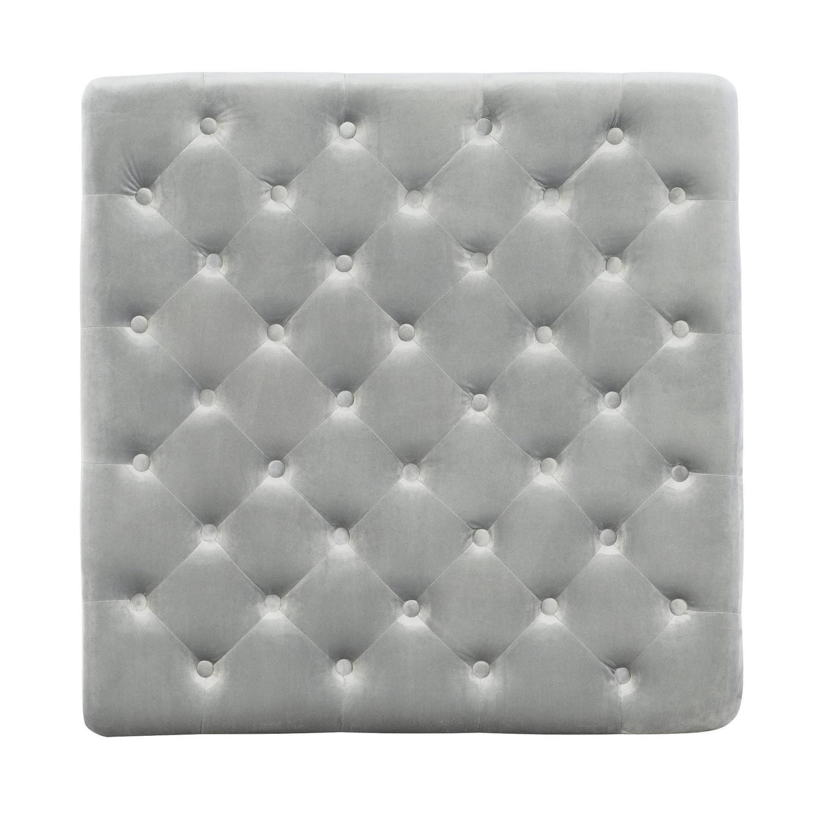 Gray Velvet Square Tufted Ottoman V5446
