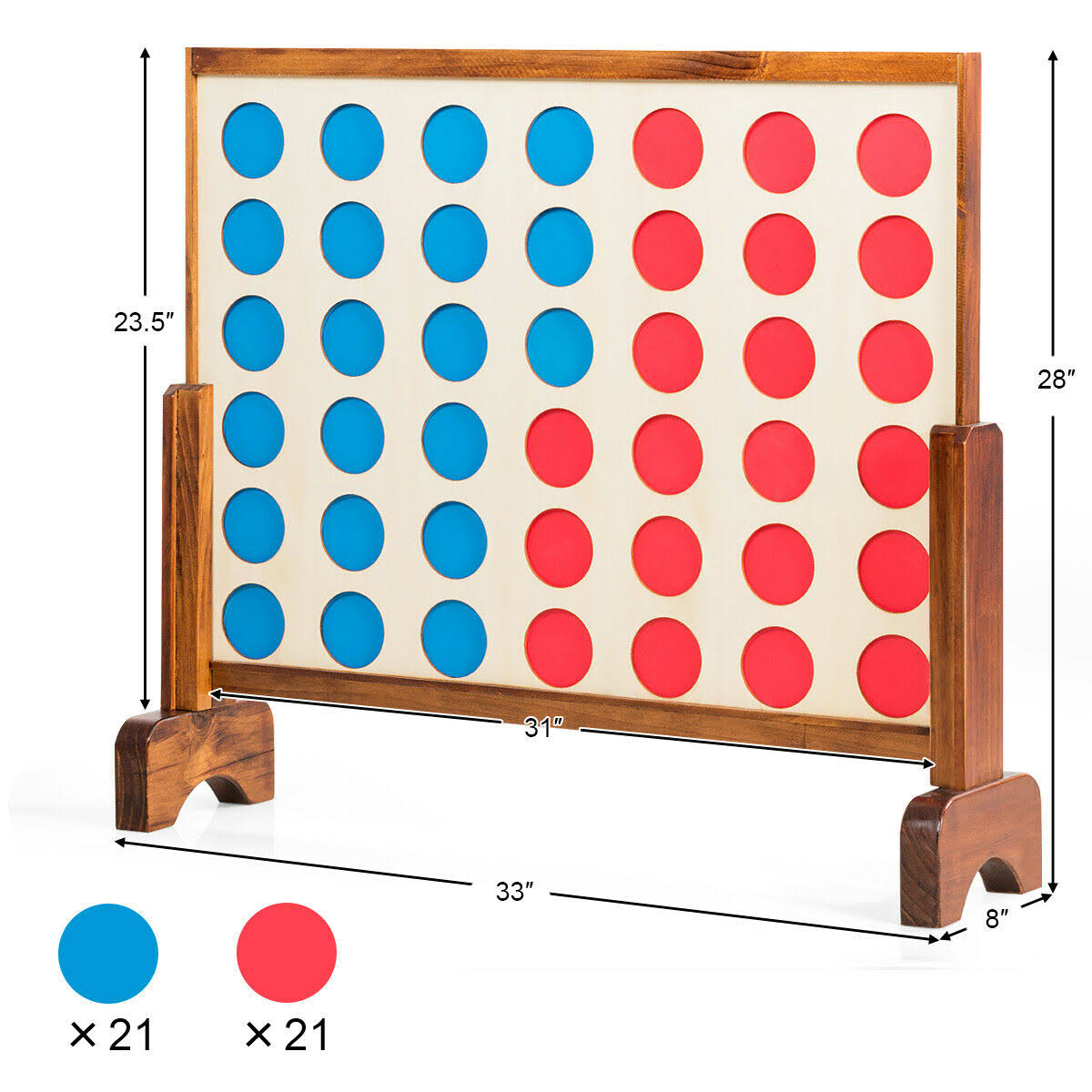 Natural Wooden 4 in A Row Game with Carrying Bag N519