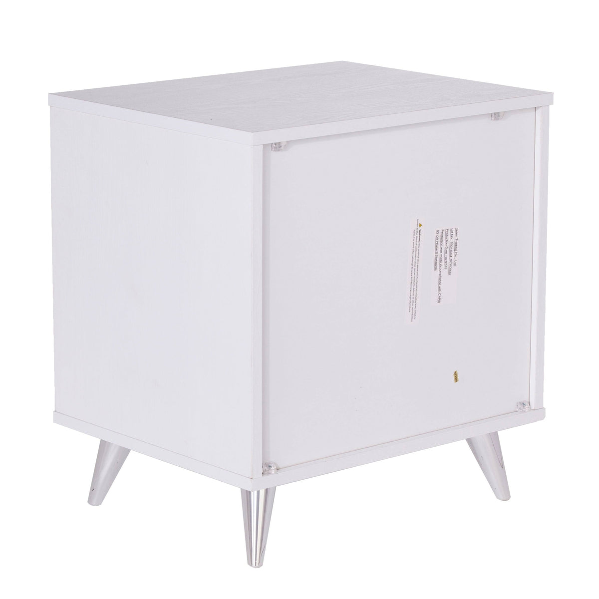 White Chrome Finish Bedside Table with Drawers W67668