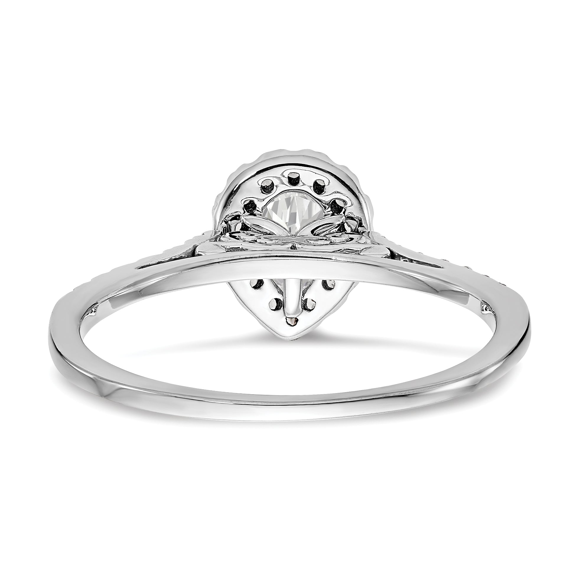0.75ct CZ Solid 14K White Gold Pear Halo Engagement Ring C84823