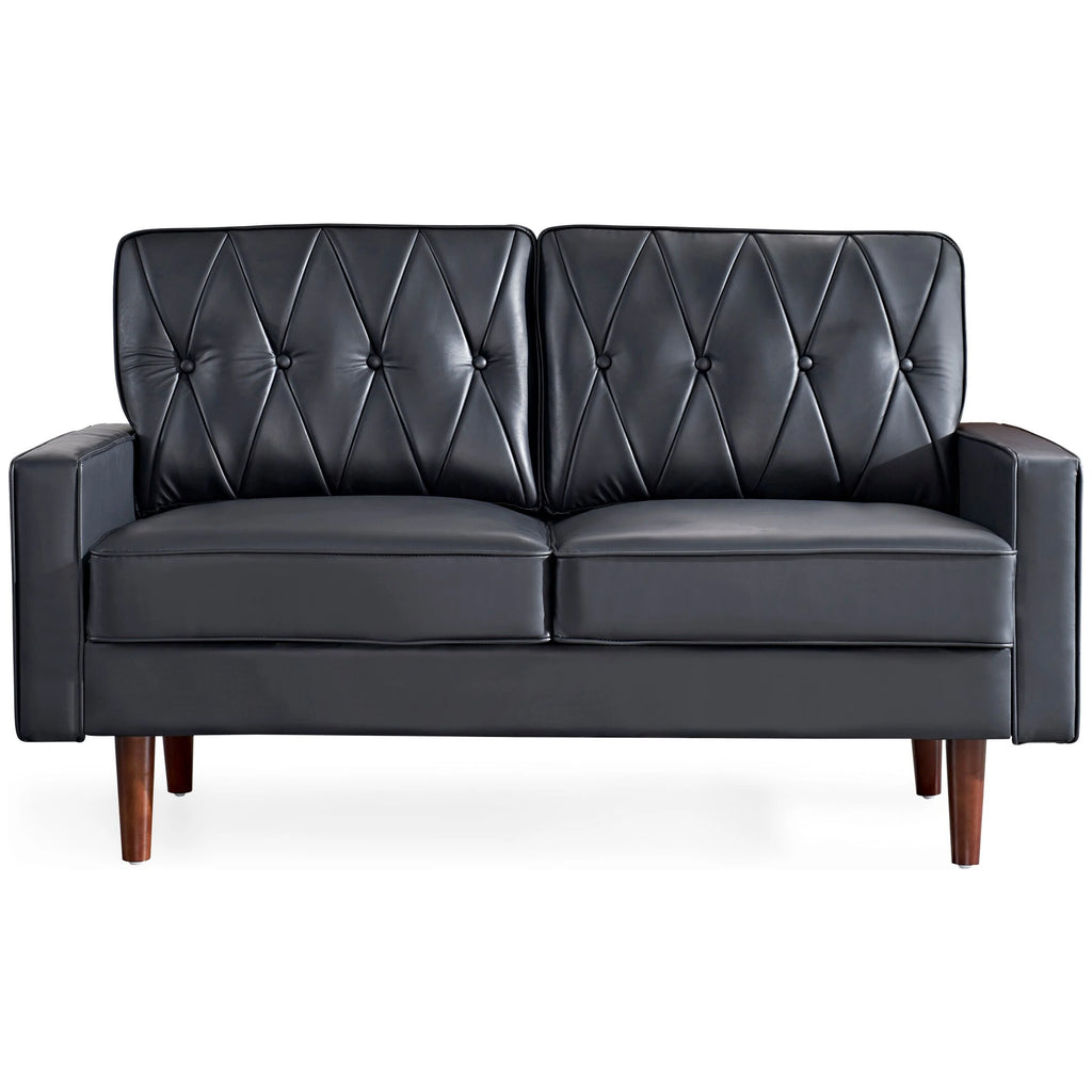 Black Faux Leather Cushion Back Loveseat Z1707