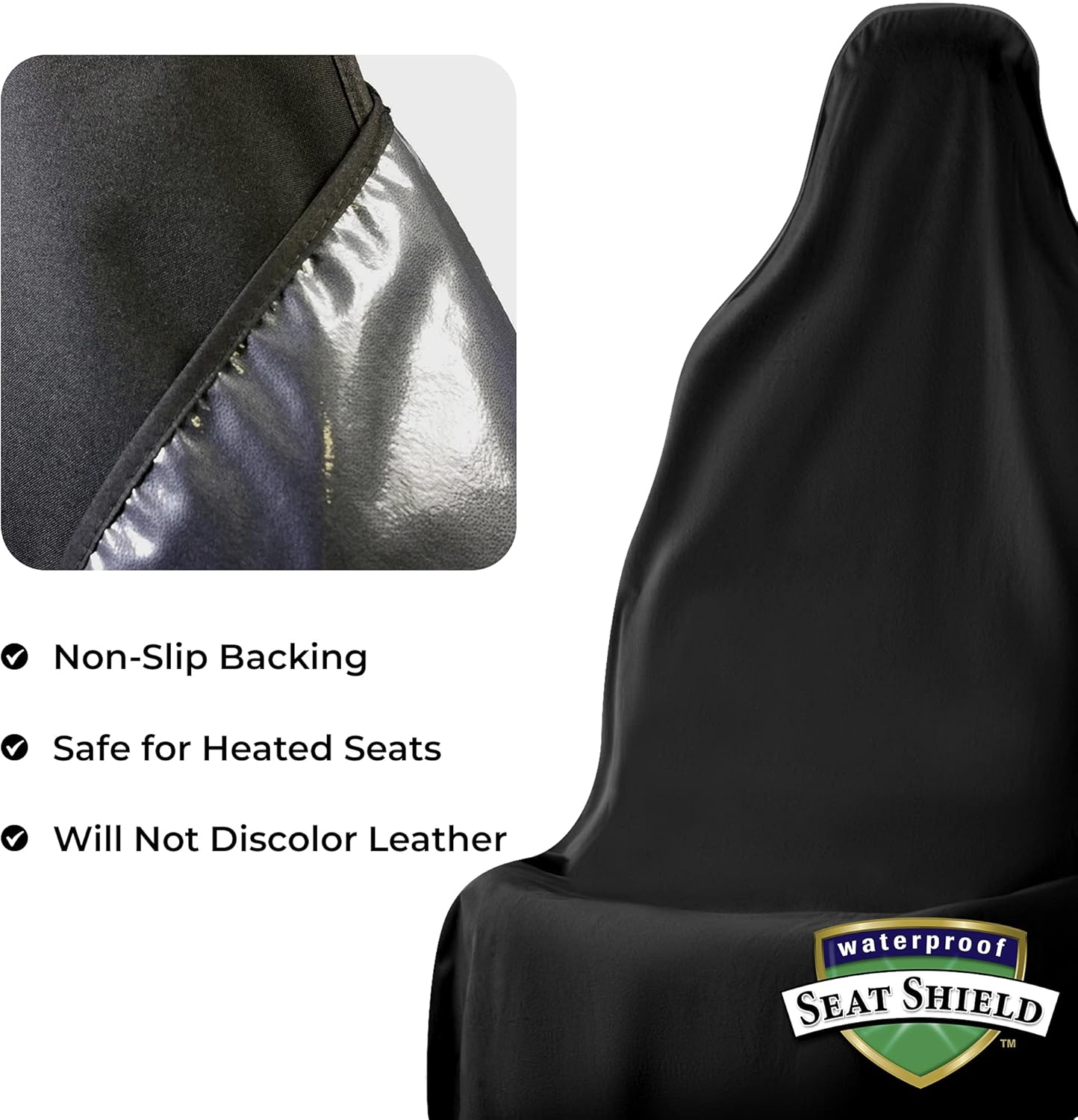 Black Non-Slip Removable Car Seat Cover Pack of 2 K8584