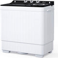 Semi-automatic Twin Tub Washing Machine with Built-in Drain Pump, 26Lbs, White&Black F944033