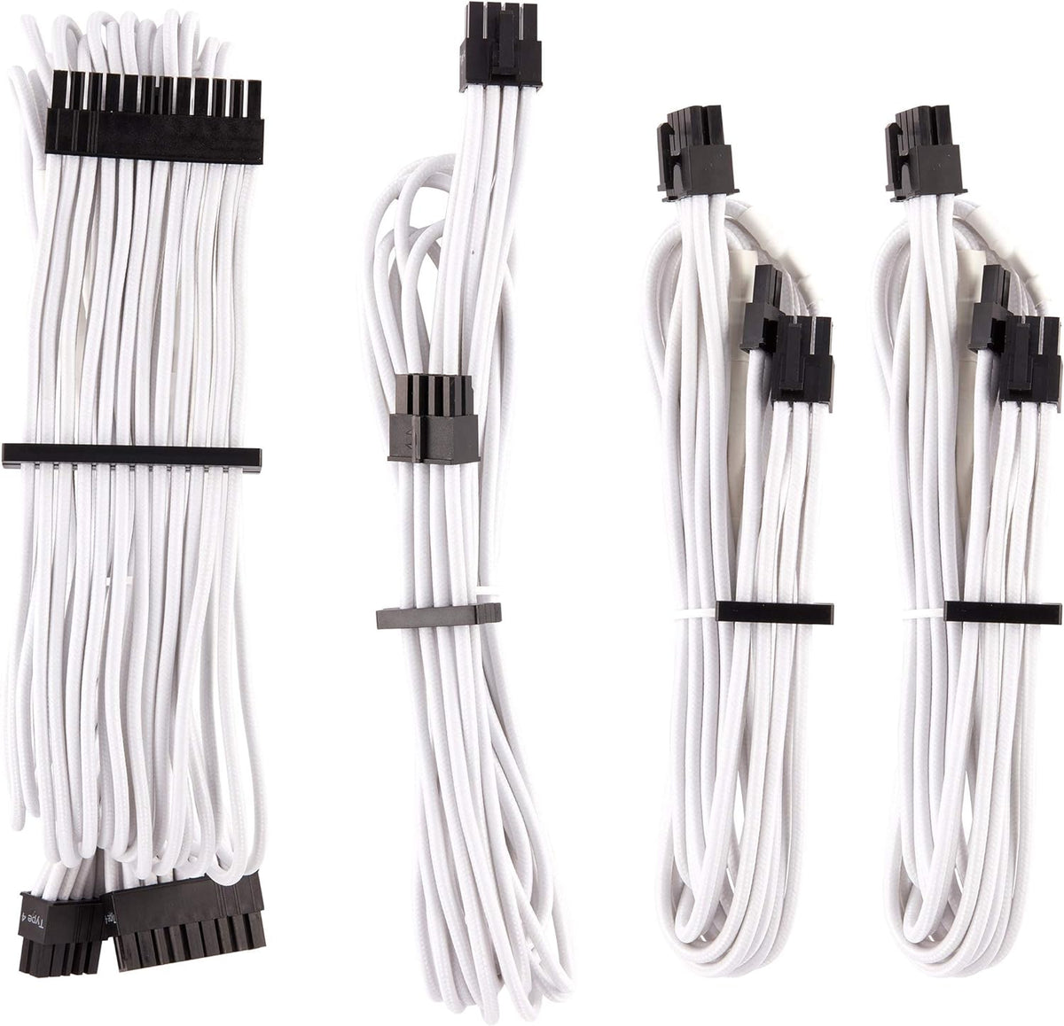White Individually Sleeved PSU Cables Starter Kit T7357