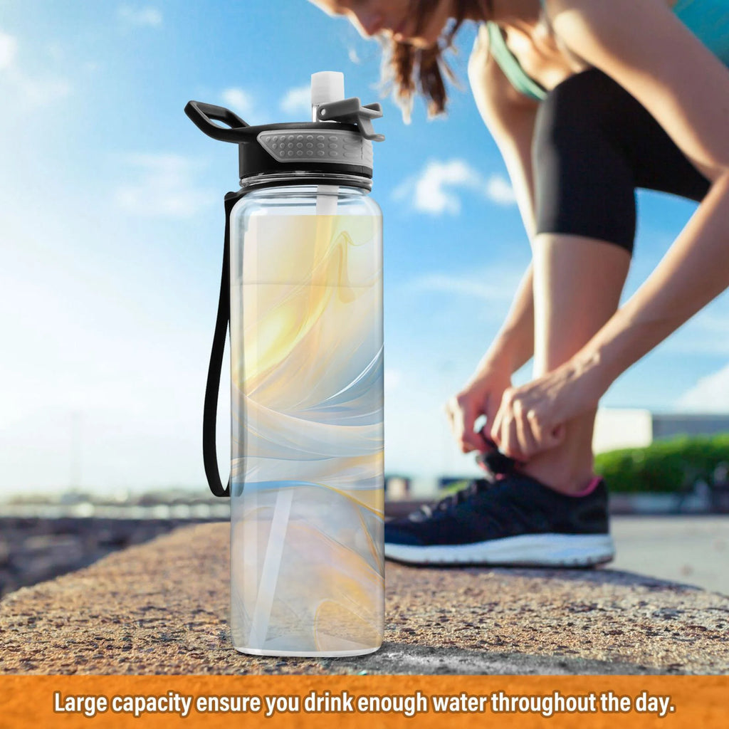 Blue and Yellow Marble 32oz Tritan Leakproof Water Bottle O627