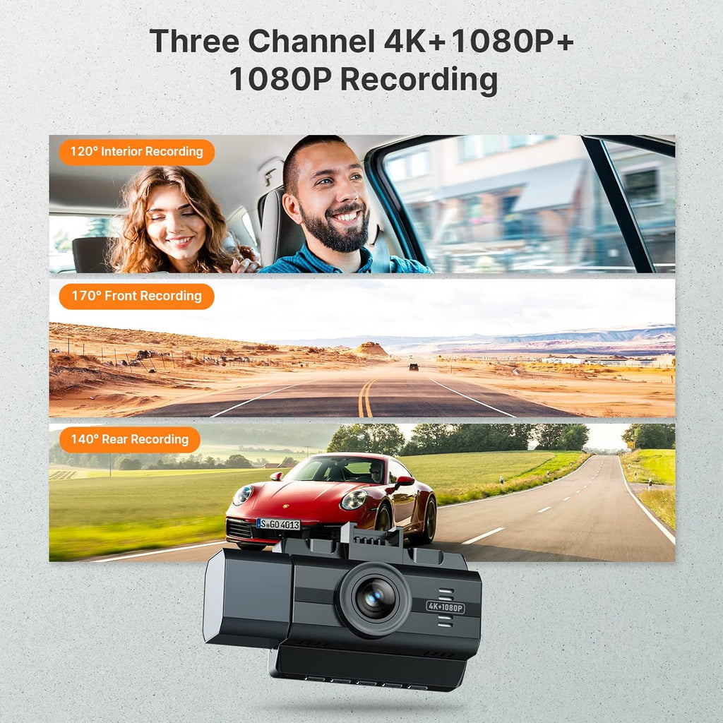 4K 3 Channel Dash Camera with Infrared Night Vision G4291