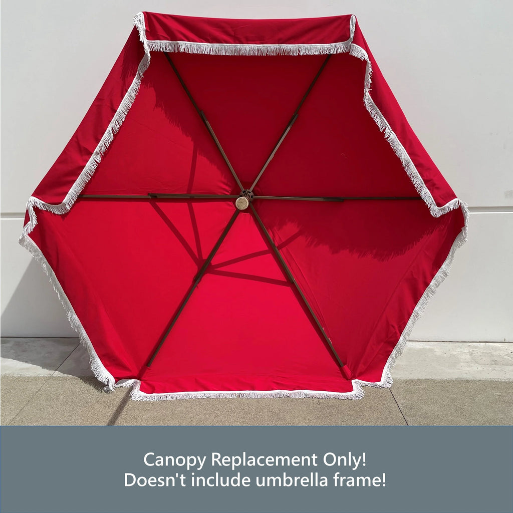 Red 9ft 6 Ribs Replacement Umbrella Canopy with Fringed Valance E3021