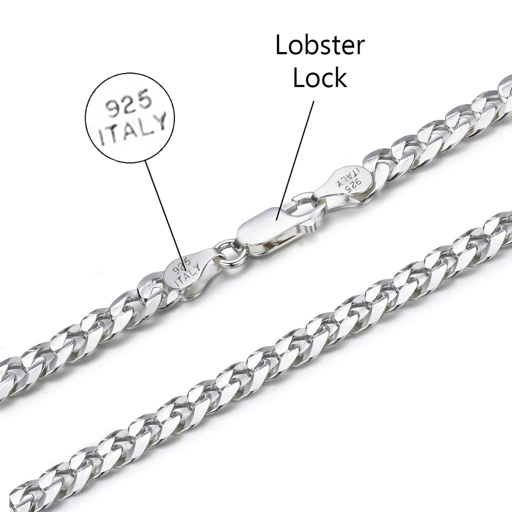 925 Sterling Silver 8mm Solid Curb Chain Necklace T743