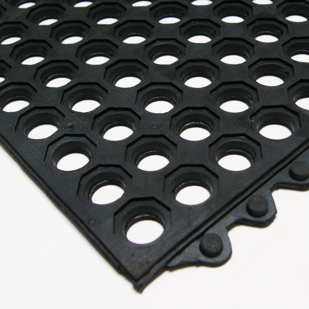 Black Pack of 2 Anti-Fatigue Rubber Matting A247893