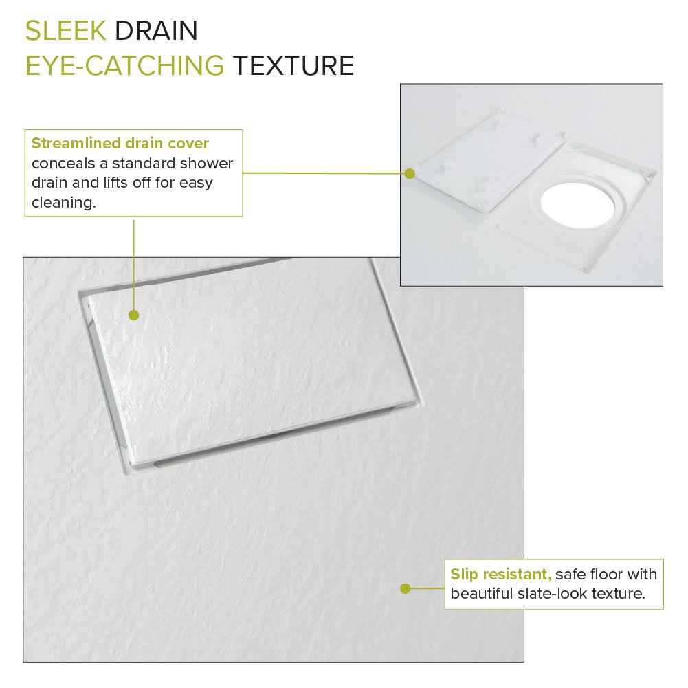 White 63-in Shower Base with Center Drain C932