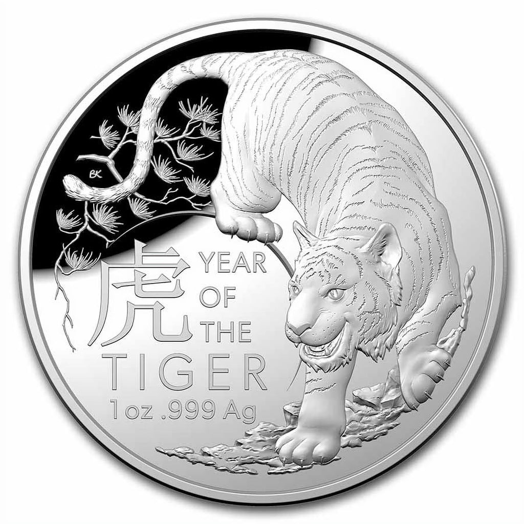1 oz Silver Lunar Year of the Tiger Domed Proof Coin Y7366
