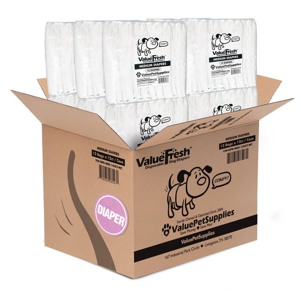 Disposable Diapers for Female Dogs, Medium, 144 Count O17655
