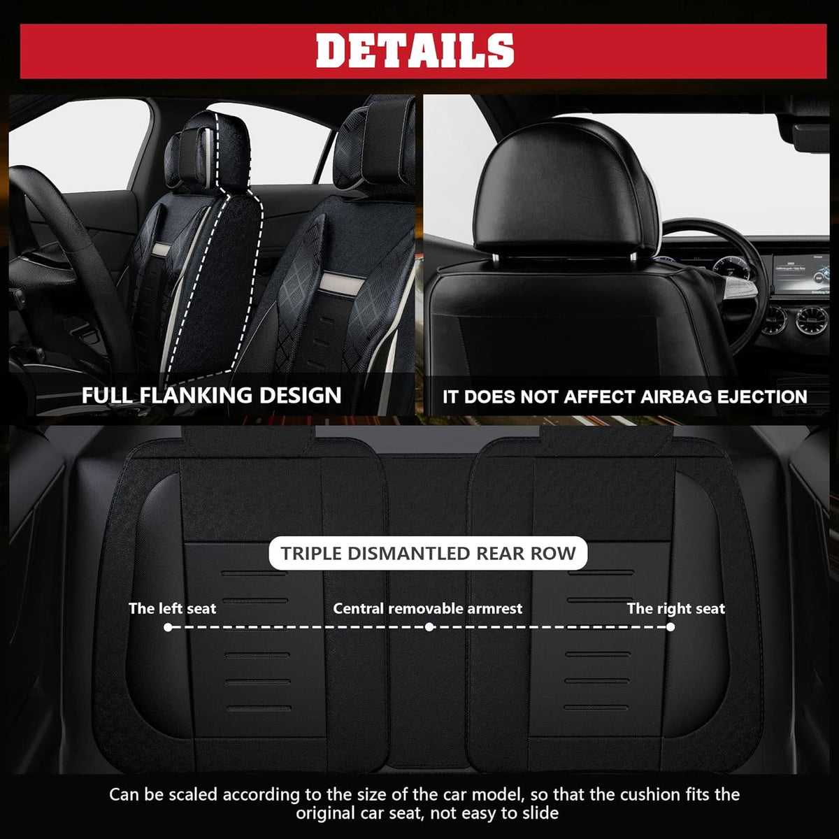 5PCS Water Proof Nappa Leather Car Seat Covers V745558
