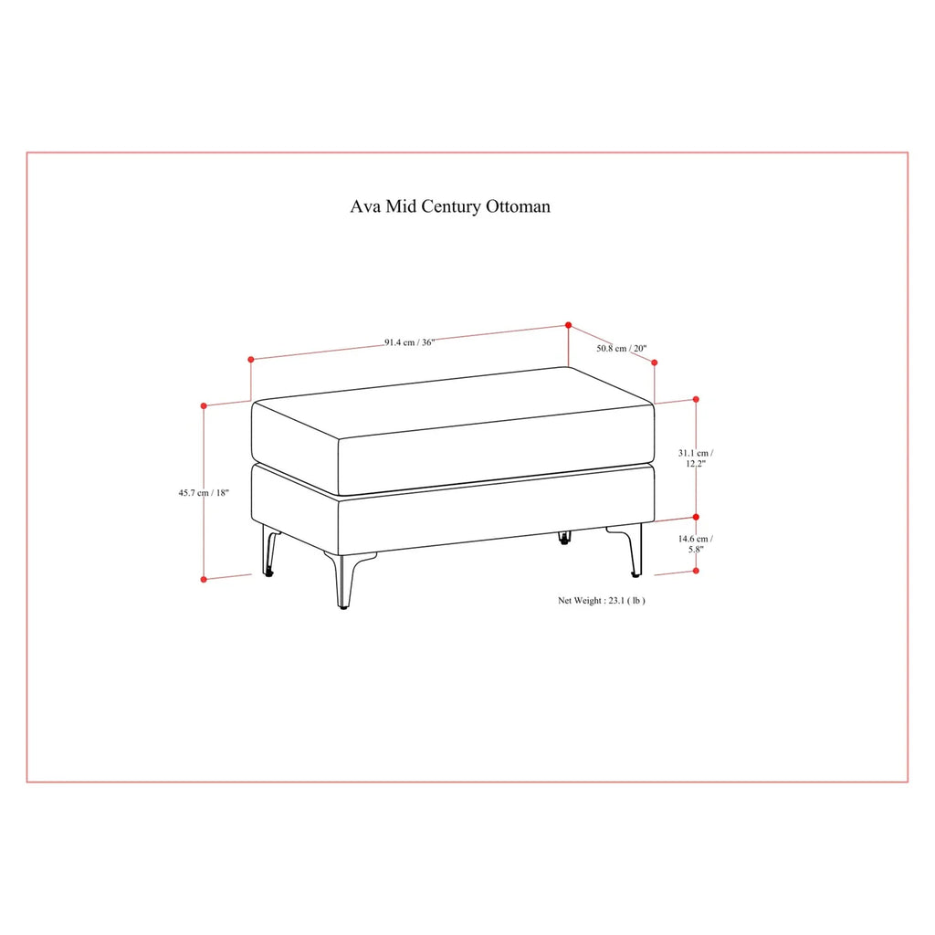 Ava Ottoman in Tightly Woven Performance Fabric F5577