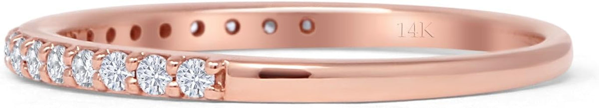 14K Rose Gold Half Eternity Band 0.12ct Natural Diamond Aquamarine C571
