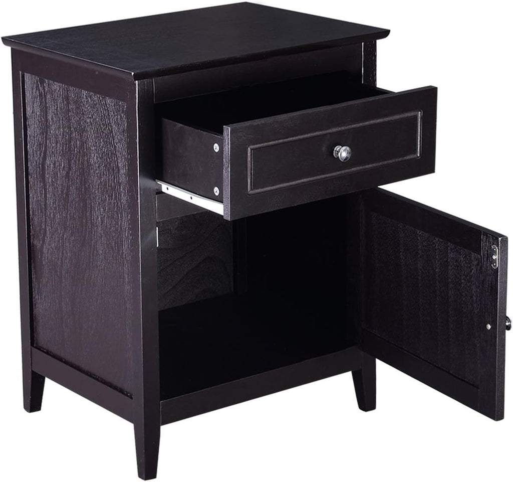 Espresso Wood End Table with Drawer, Pack of 2 H139041