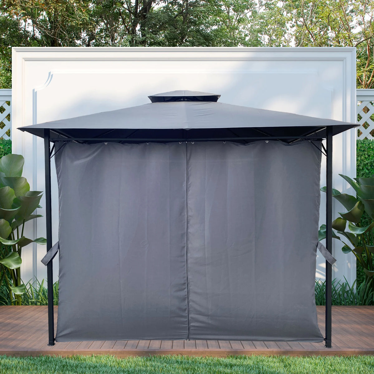 10 x 10 ft Steel Patio Gazebo with Curtain C645036