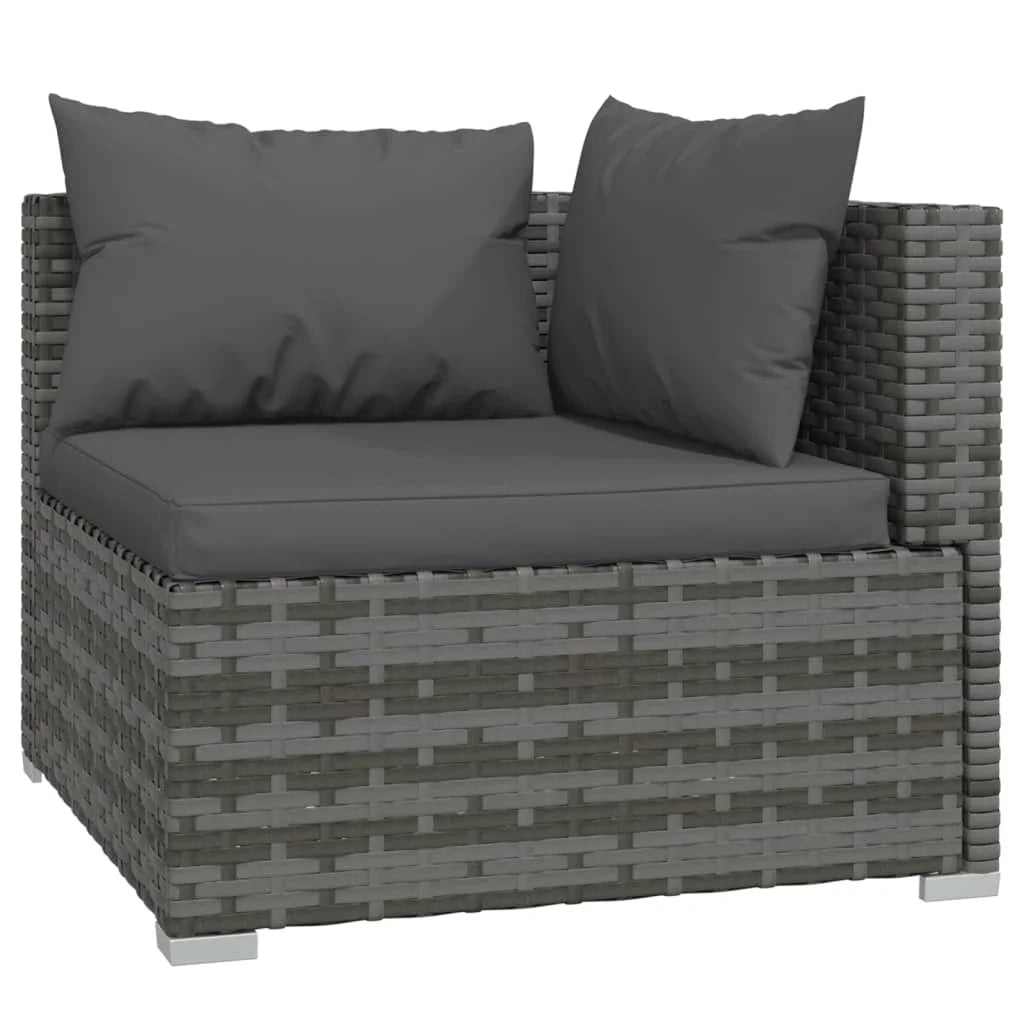 9 Piece Patio Set with Cushions Gray Poly Rattan M144