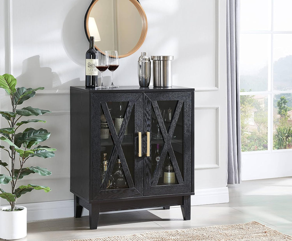 Small Cabinet Sideboard with Glass Doors in Mahogany Q9993